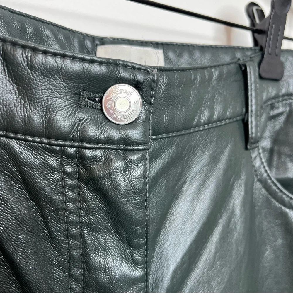 Aritzia Women's Size 6 Melina Vegan Leather Dark Green Cropped High Rise Pant - Picture 5 of 15